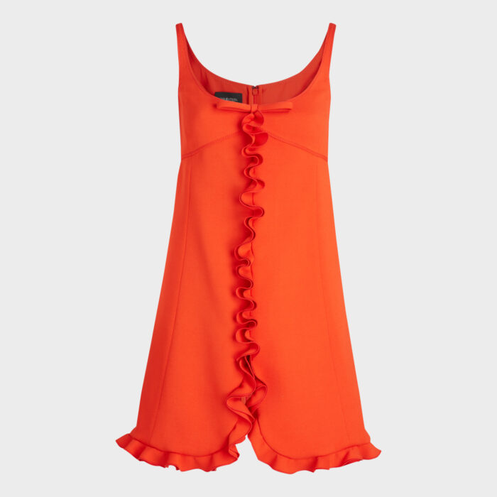 Miniabito rosso in crepe con volant