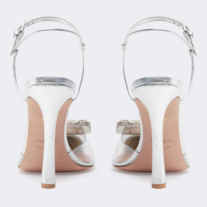 Décolleté argentate in PVC con cristalli vista da dietro