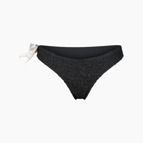 Black bikini bottoms with white bow