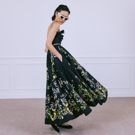 Black long dress with flowers hotsell