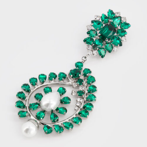 Orecchini cristalli verde e perle