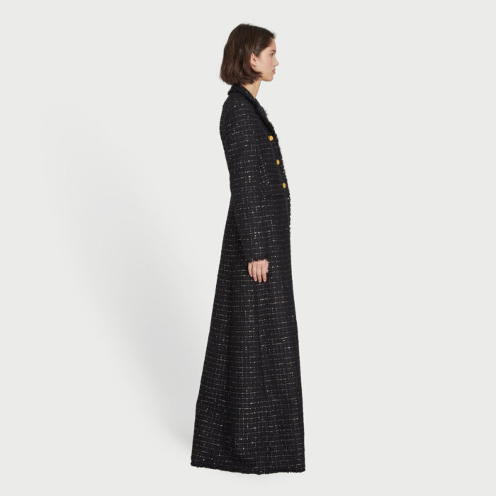 Long black tweed coat store