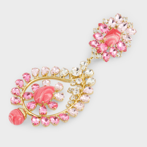 Pink crystals and pearls earrings