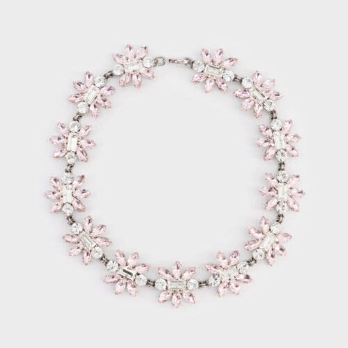 Pink diamond flower necklace