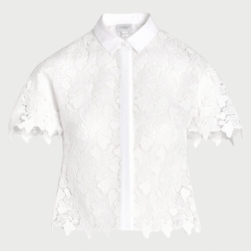 Blusa corta bianca macramé