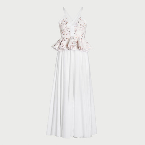 Abito midi jacquard in popeline