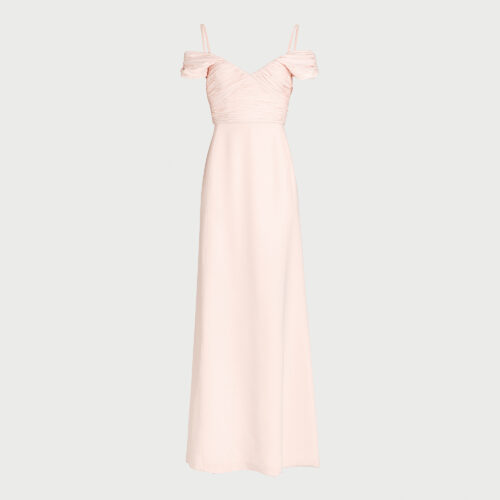 Abito lungo rosa quarzo scollo bustier