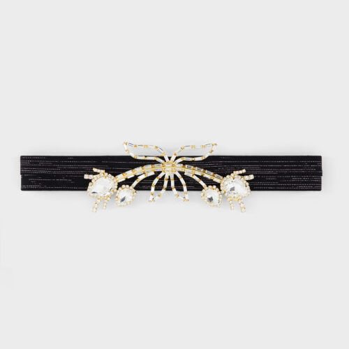 Cintura nera con paillettes e cristalli