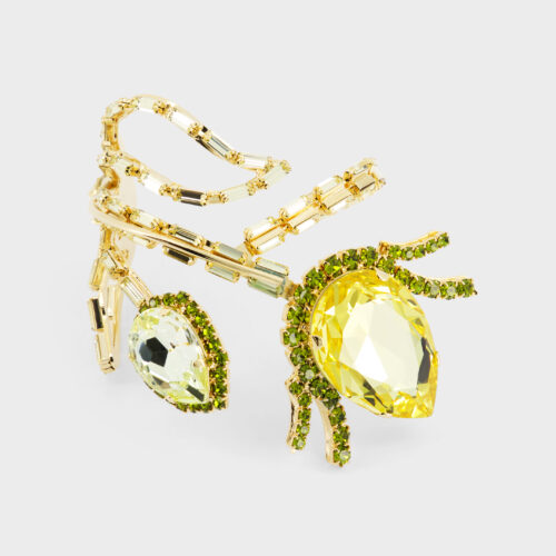 Bracciale con cristalli dorati e verde oliva