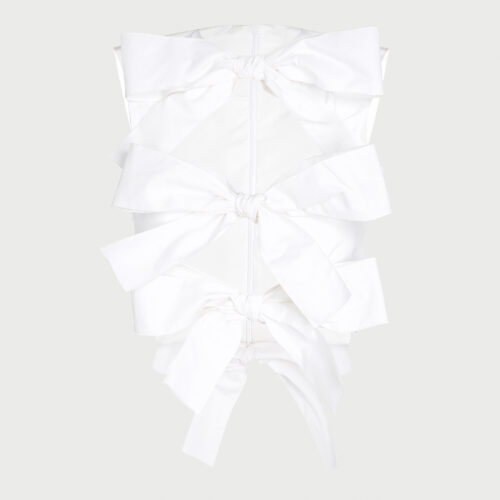 Top bianco con fiocchi in popeline