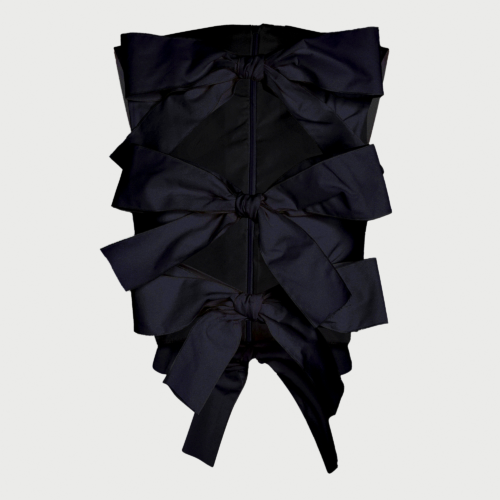 Top nero con fiocchi in popeline