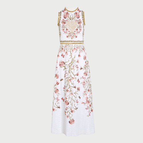 Abito avorio in paillettes ricamato  "Mon coeur"
