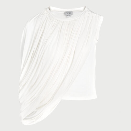 Top avorio asimmetrico velato