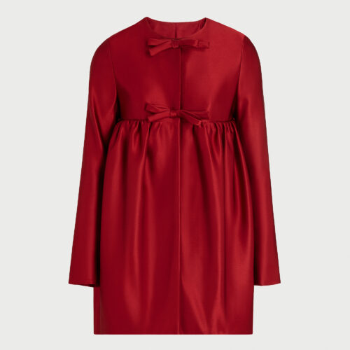 Cappotto in duchesse bordeaux con fiocchi