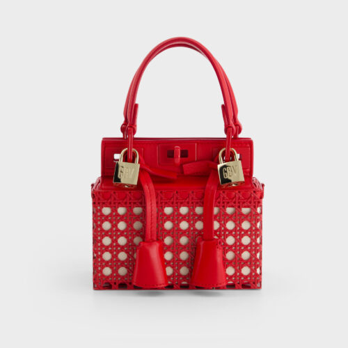 Borsa Cage rossa in pelle