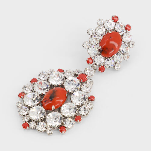 Orecchini cristalli e pietre rosse