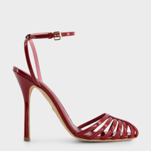 Burgundy leather heeled sandals