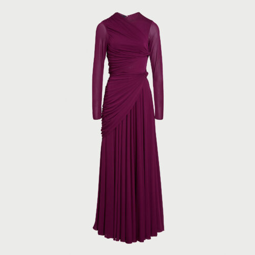 Purple draped maxi dress