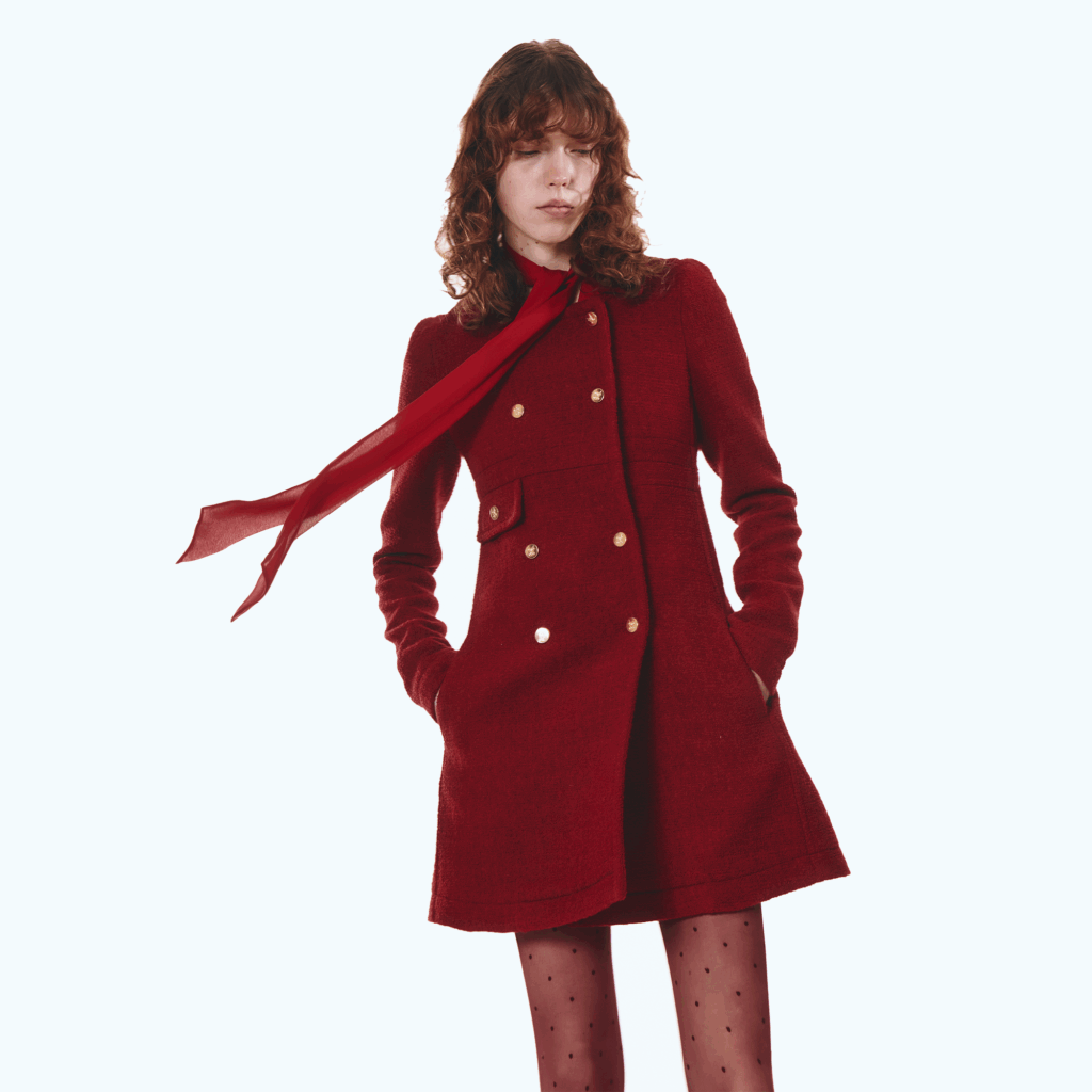 Mid-length red coat in bouclé - Giambattista Valli Paris