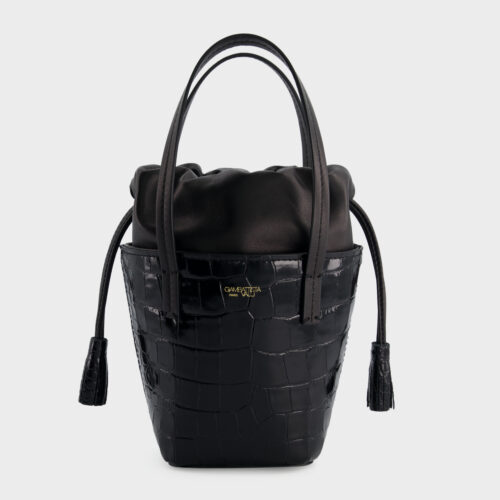 Black croco-effect basket