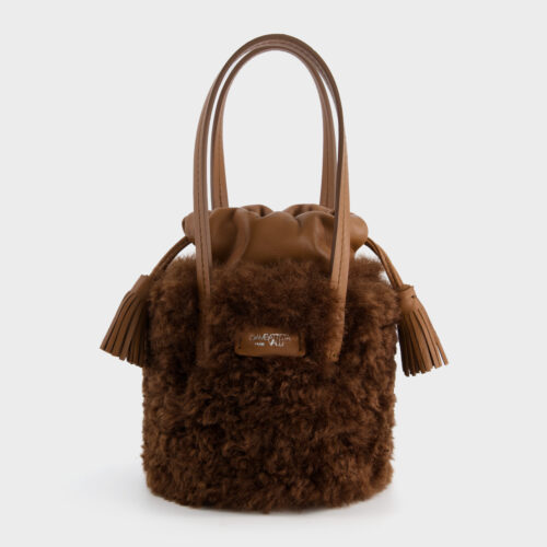 Brown faux fur basket