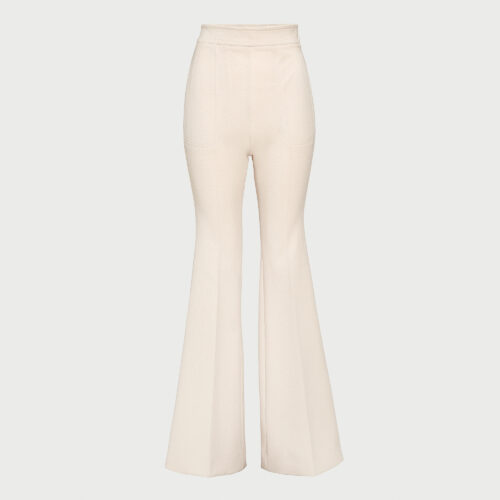 Pantalon flare en jersey beige