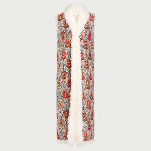 Manteau sans manches long Ikat Jacquard