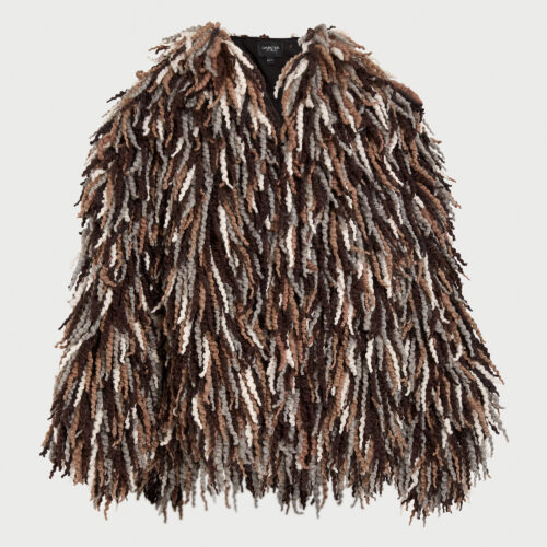 Manteau en mèches de laine marron