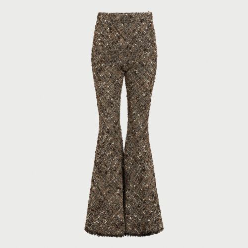 Pantalon flare en bouclé marron