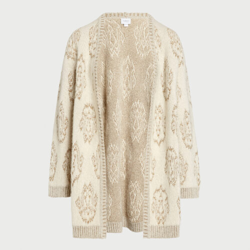 Gilet long ivoire et doré Ikat