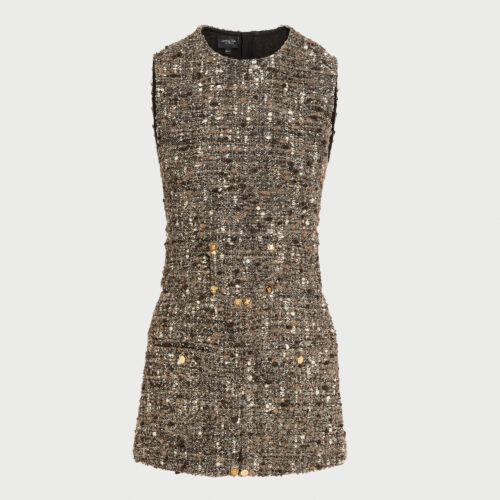 Robe courte en bouclé marron