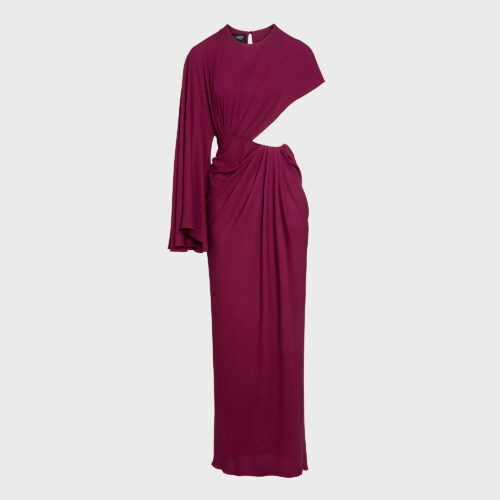 Robe longuette violette drapée asymétrique