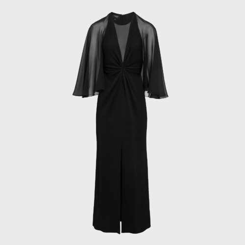 Robe longuette noire manches voilées