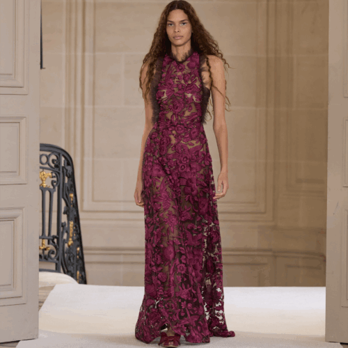 Raspberry Chimera Shawl long dress