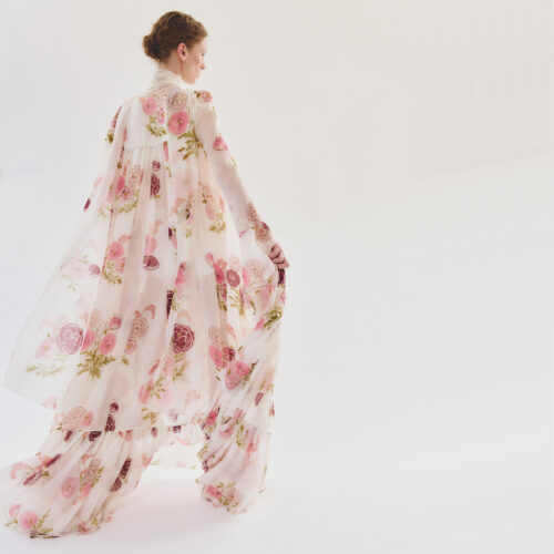 Robe maxi ivoire en soie Pansies