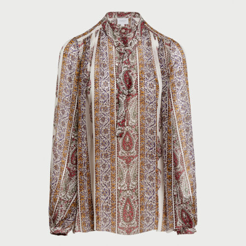 Oversize Paisley silk blouse