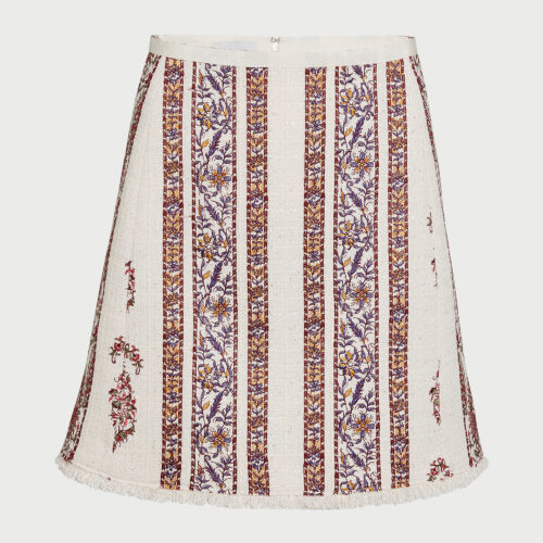 Short ivory Paisley bouclé skirt