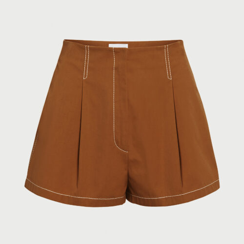 Camel cotton shorts