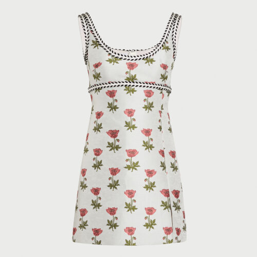 Robe mini bleu ciel en jacquard floral