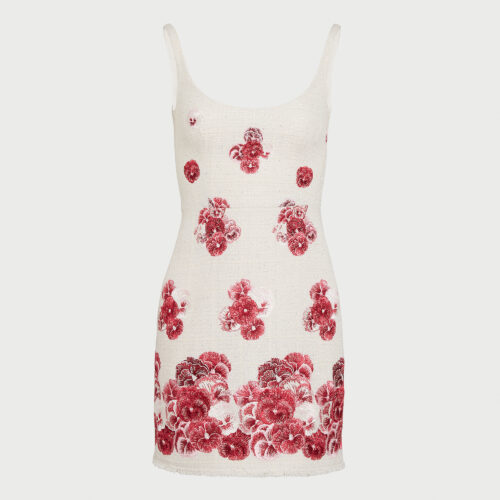 Robe courte en bouclé brodée Ruby Pansies