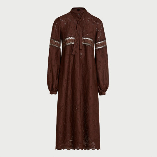 Robe midi marron brodée Saint-Gall