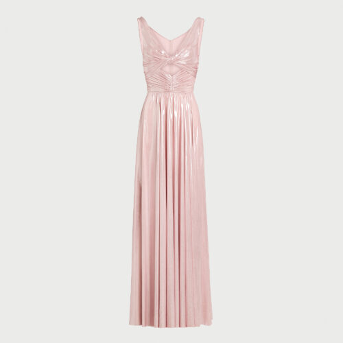 Robe rose en jersey avec drapé croisé