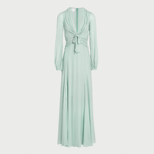 Robe longue verte menthe avec nœud