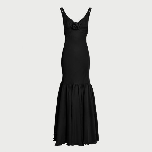 Robe longue noire coupe trompette