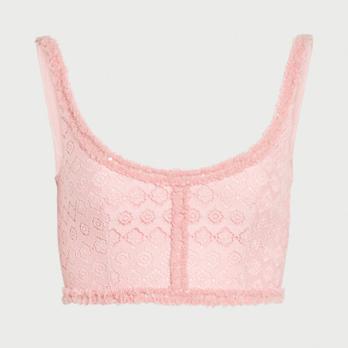 Top rose en macramé à motif floral