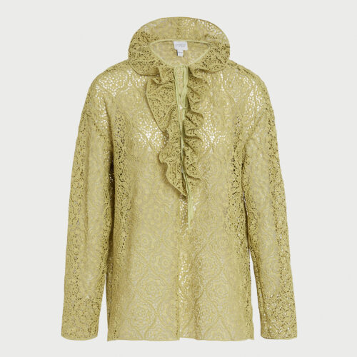 Blouse verte en macramé à filigrane