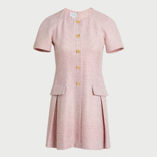 Robe courte en tweed iridescent rose